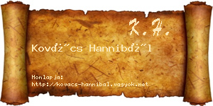 Kovács Hannibál névjegykártya